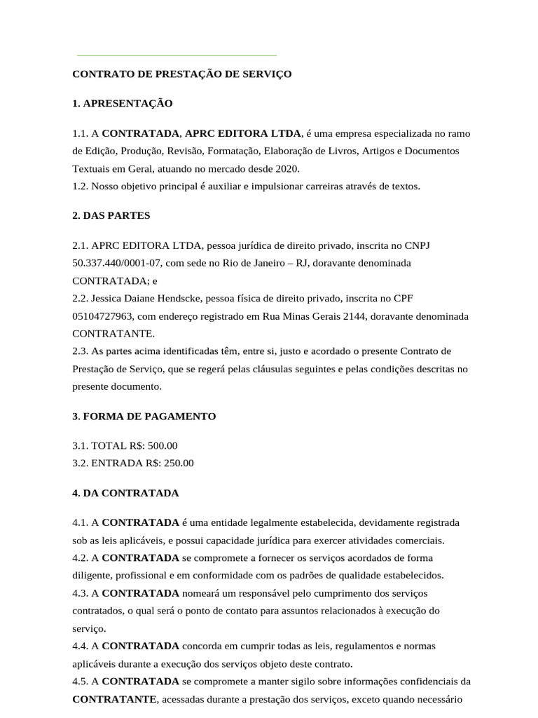 Modified Contract Jessica Hendscke | PDF