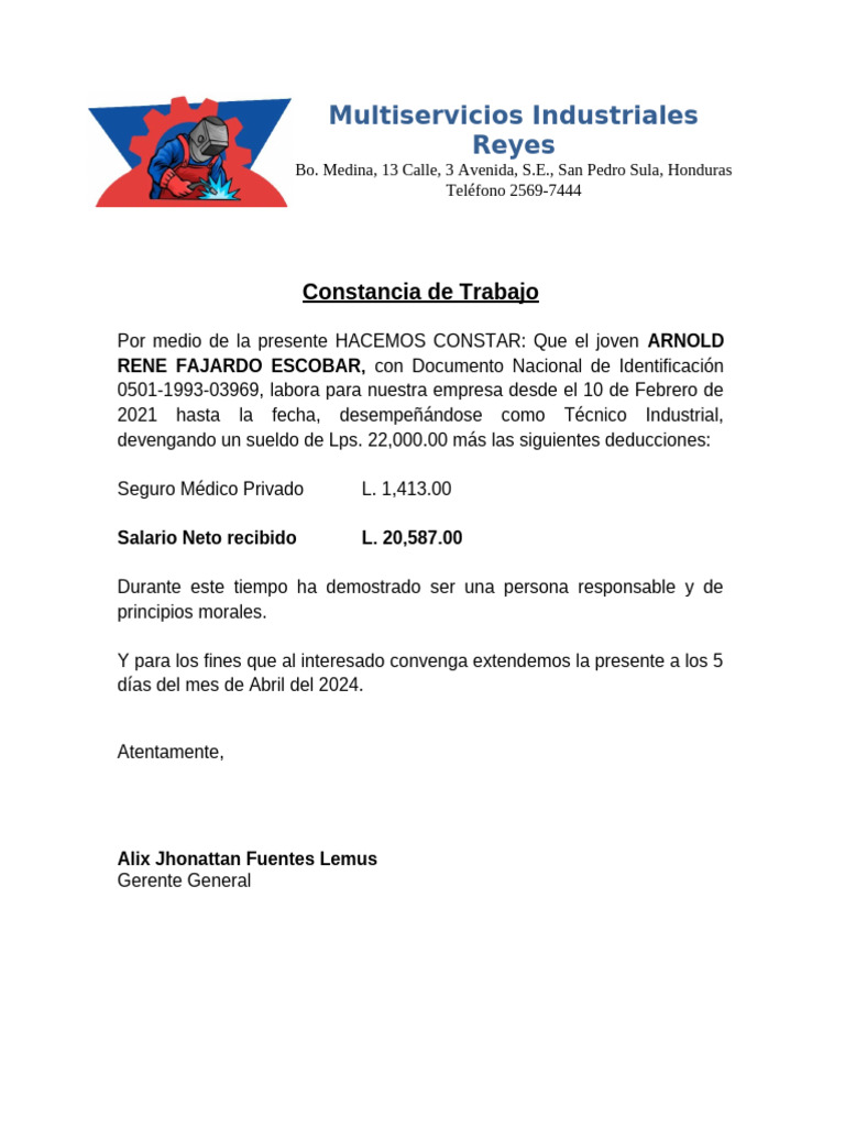 Multiservicios Industriales REYES | PDF