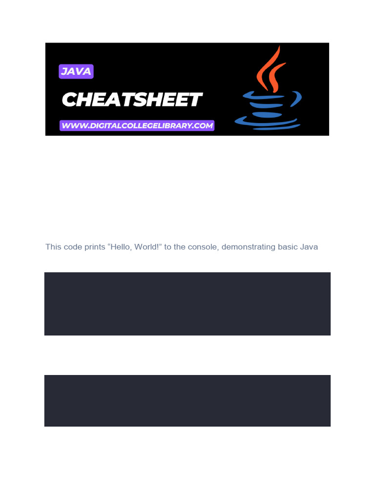 Java-Cheat-Sheet | PDF