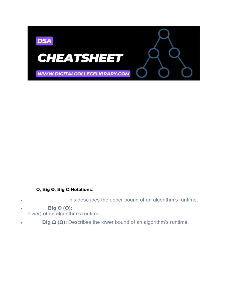 DSA Cheat Sheet | PDF