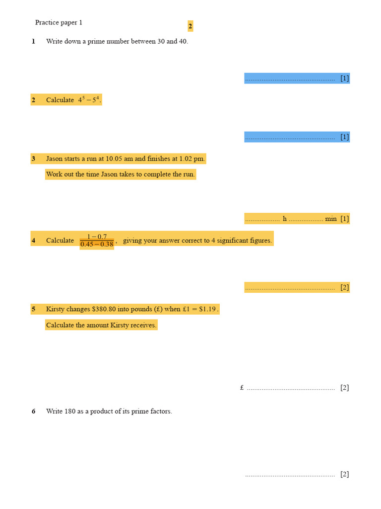 Practice Paper 1 | PDF