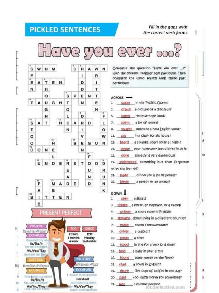 PRESENT PERFECT WORKSHEETS PDF