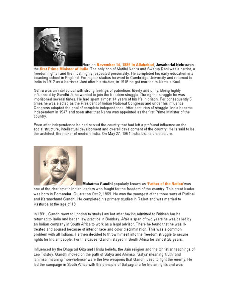 Key Figures in India's Freedom Struggle | PDF | Mahatma Gandhi ...
