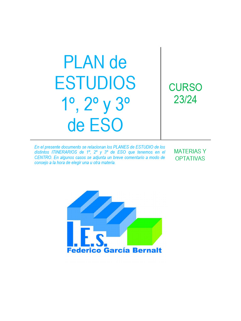 Plan de Estudios. 1 2 y 3 de Eso | PDF