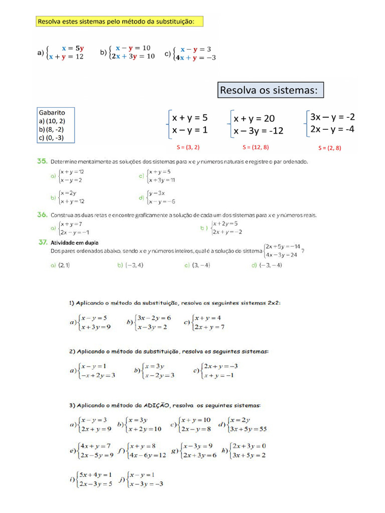 Sistemas de Equações Do 1º Grau | PDF