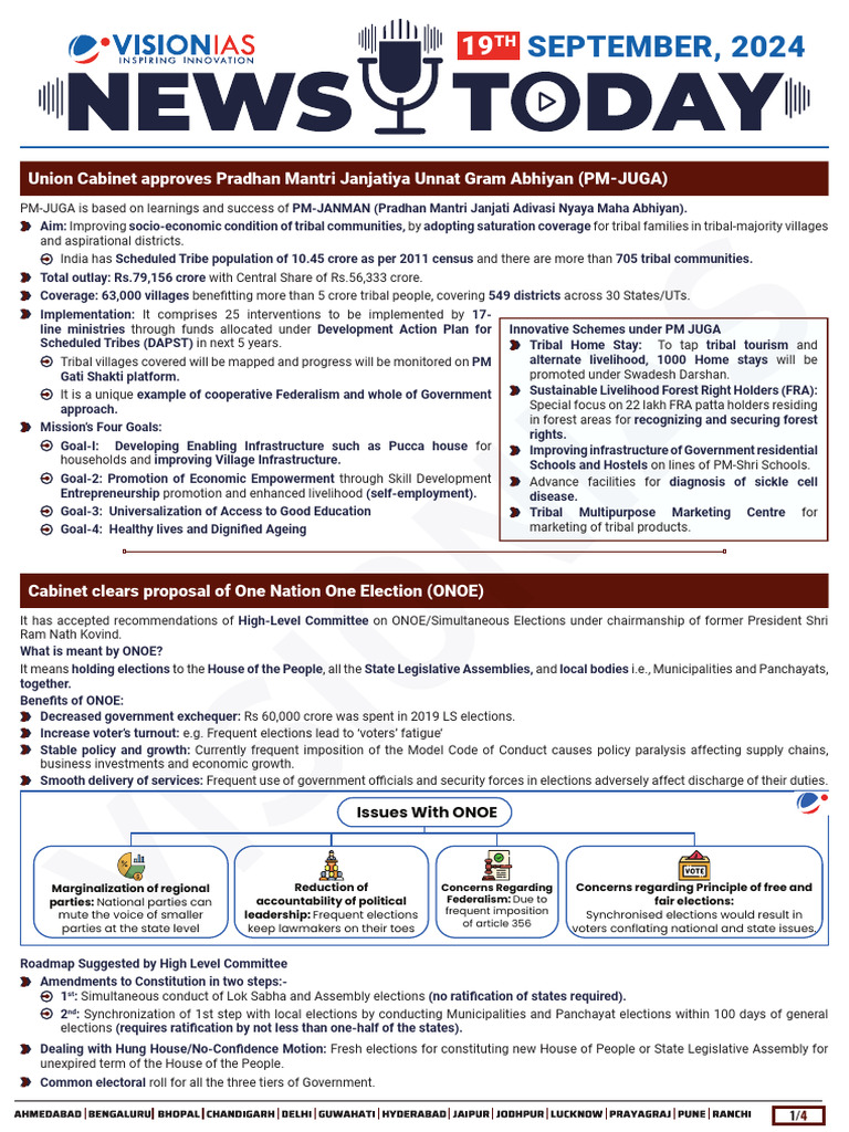 VisionIAS Daily Current Affairs 19 September 2024 | PDF