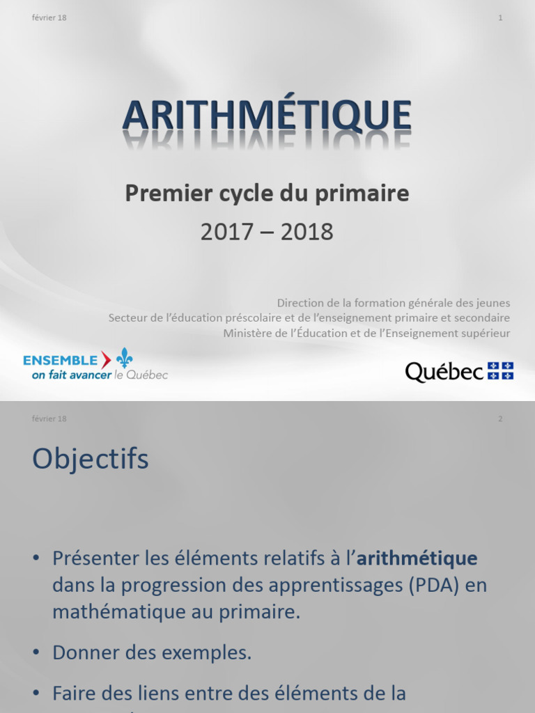 Arithmetic 1er Cycle Math Primaire | PDF