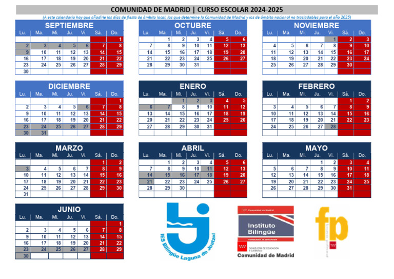 Calendario Escolar 2024 25 | PDF