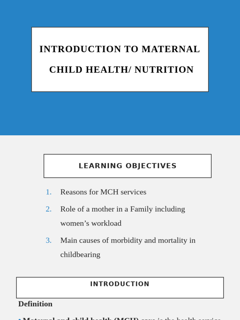 Introduction To Maternal Child Health Nutrition | PDF | Maternal Death ...