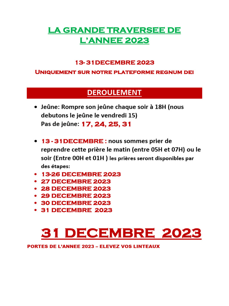 La Grande Traversee Du 31 Decembre 2023 | PDF