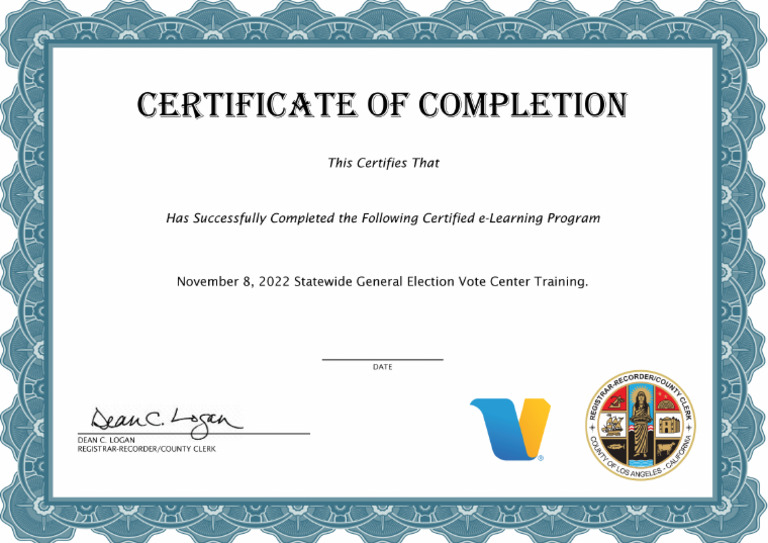 Los Angeles County Completion Certificate | PDF