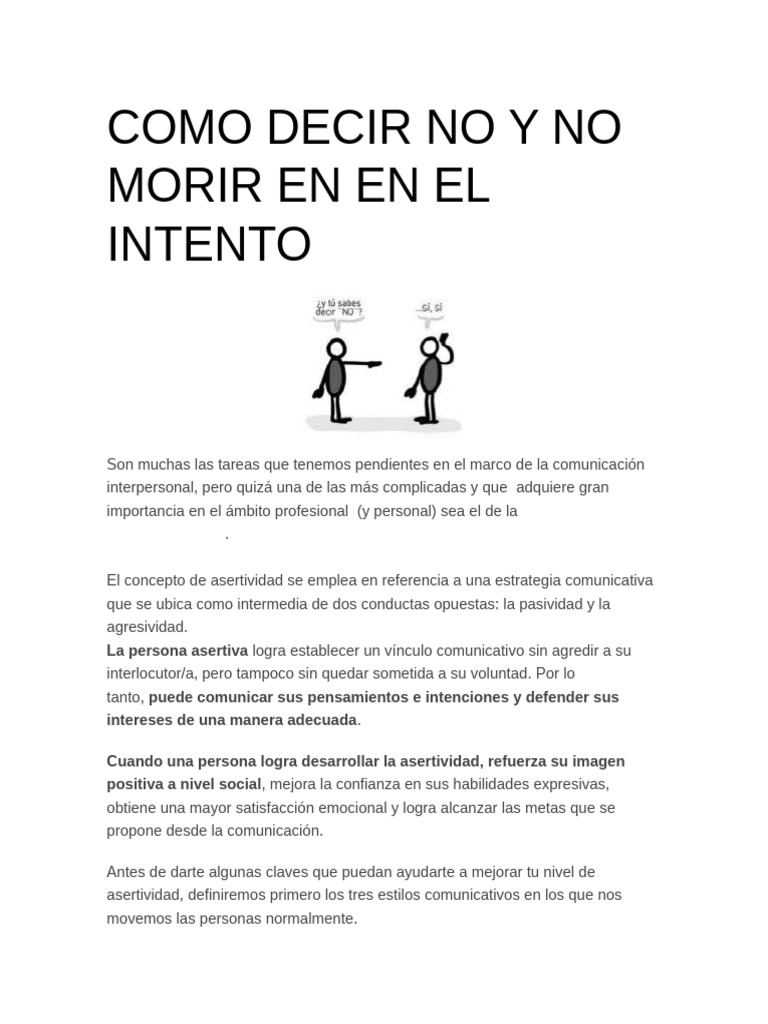 Como Decir No y No Morir en en El Intento | PDF | Sicología ...