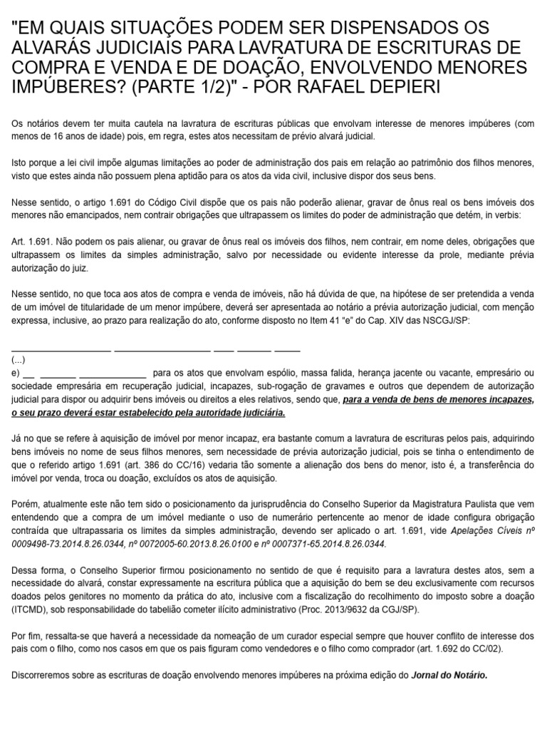 Material - CNB - Aquisição por menor incapaz sem origem recurso ...