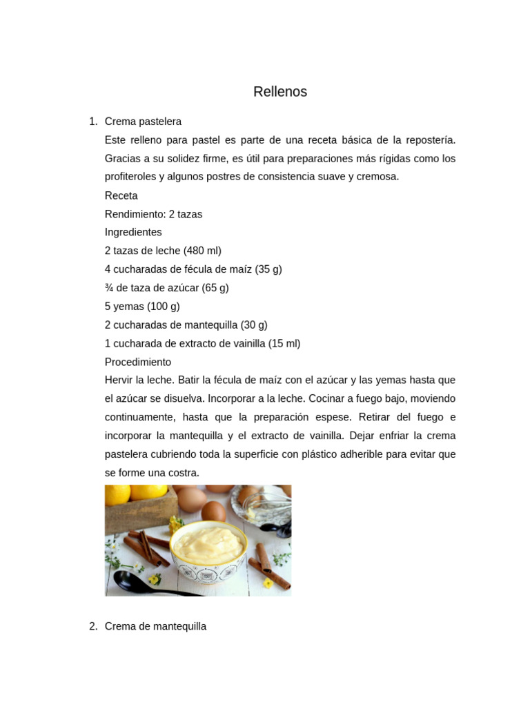 Rellenos de Pastel: 5 Recetas Clásicas | PDF | Crema | Cocina, comidas ...