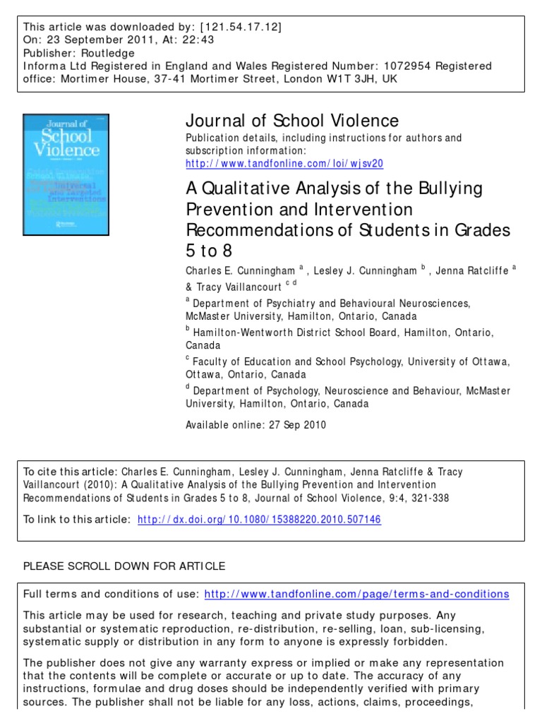 Example of null hypothesis about bullying image