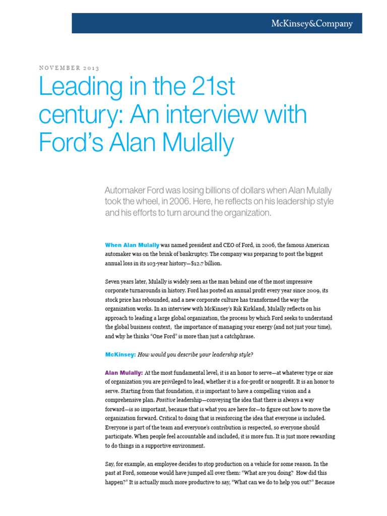 Alan Mulally's Leadership at Ford | PDF | Ford Motor Company | Business