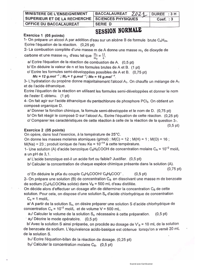 Bac II 2021 Série D | PDF