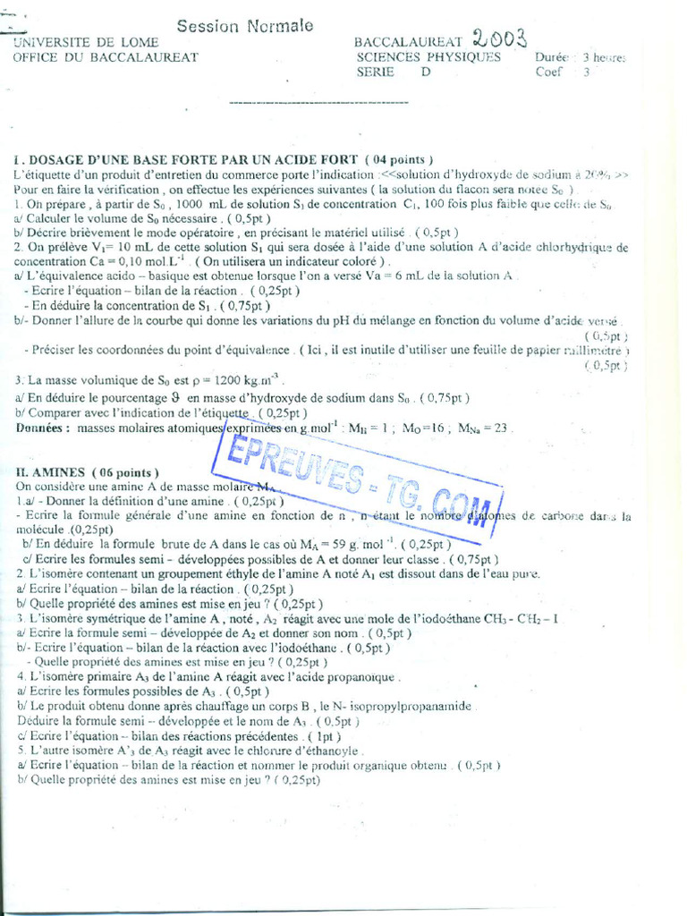 Bac D Phys 2003 | PDF