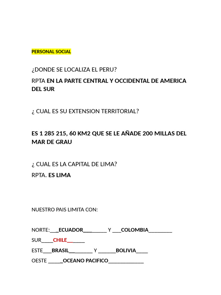 Preparacion Examen de Personal Social 2 Do Bimestre | PDF