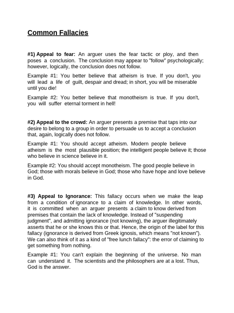 Fallacies Sheet 2022 | PDF
