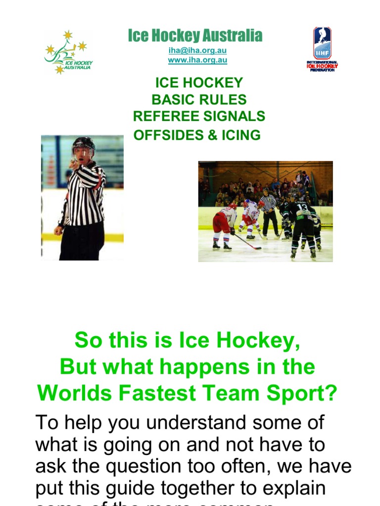 Ice Hockey Basic Rules Referee Signals Offsides & Icing PDF Ice Sports Games Of Physical Skill
