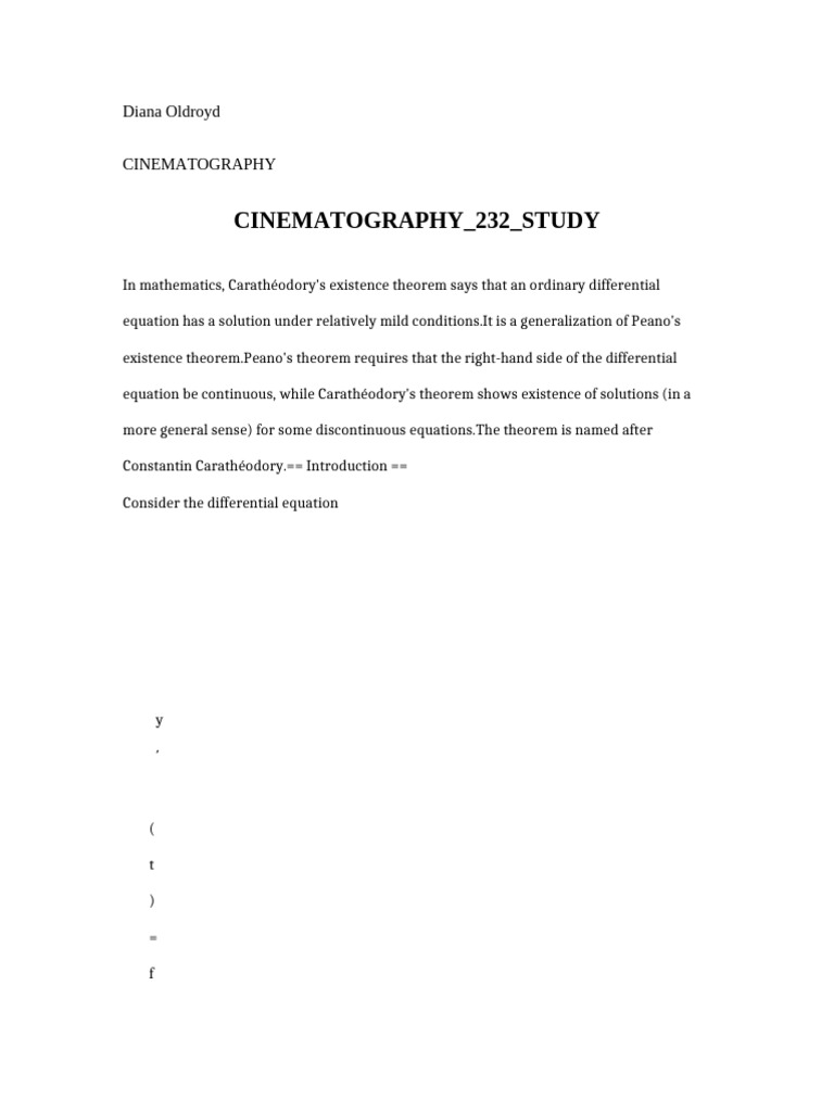 Cinematography 232 Study | PDF