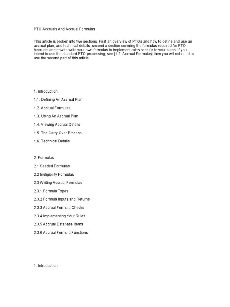 PTO Overview | PDF | Accrual | Variable (Computer Science)