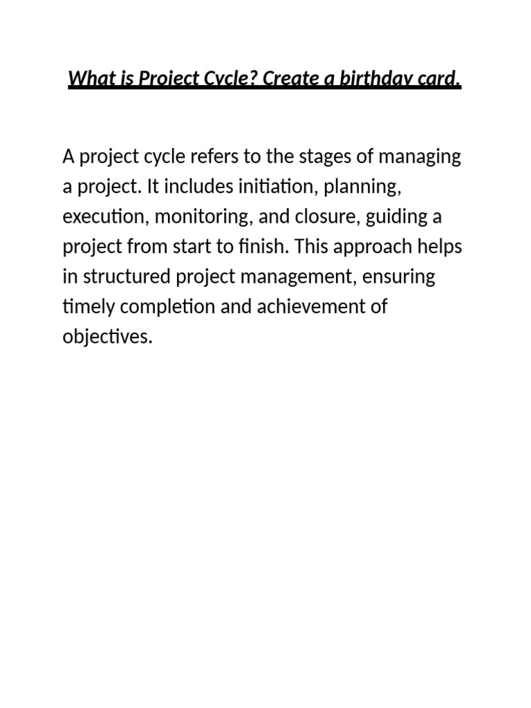 What Is Project Cycle? Create A Birthday Card | PDF