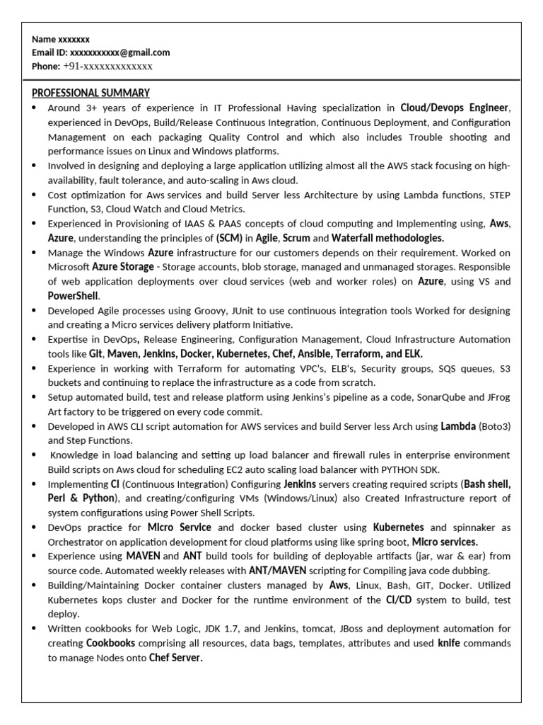DevOps Resume 30 | PDF
