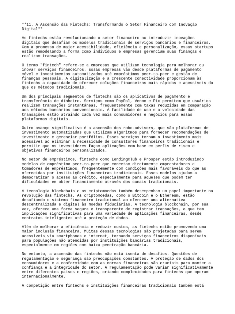 A Ascensão Das Fintechs Transformando o Setor Financeiro Com Inovação ...