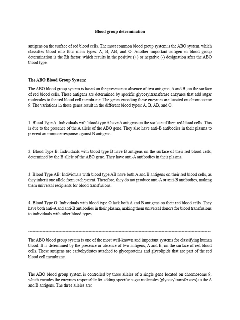 Blood Group Determination | PDF