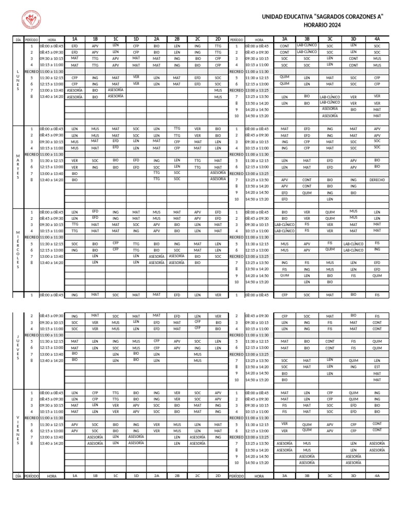 Horario Secundaria 2024 | PDF
