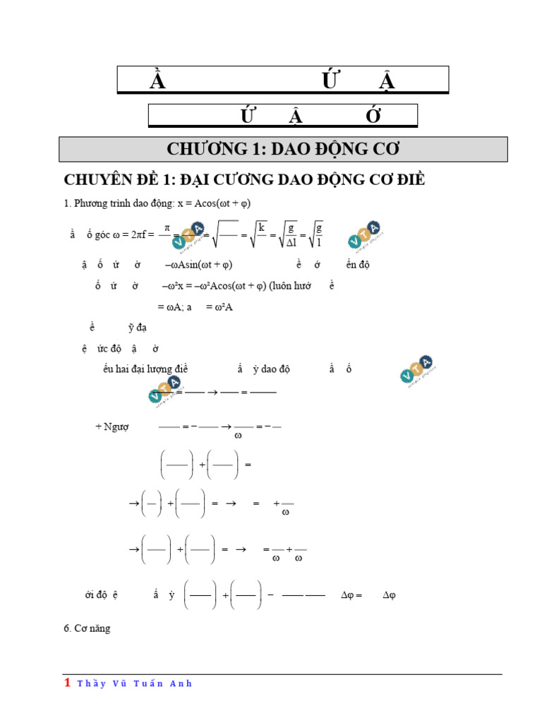 Thay Vu Tuan Anh. Công Thức Vật Lý 11 - 12 | PDF