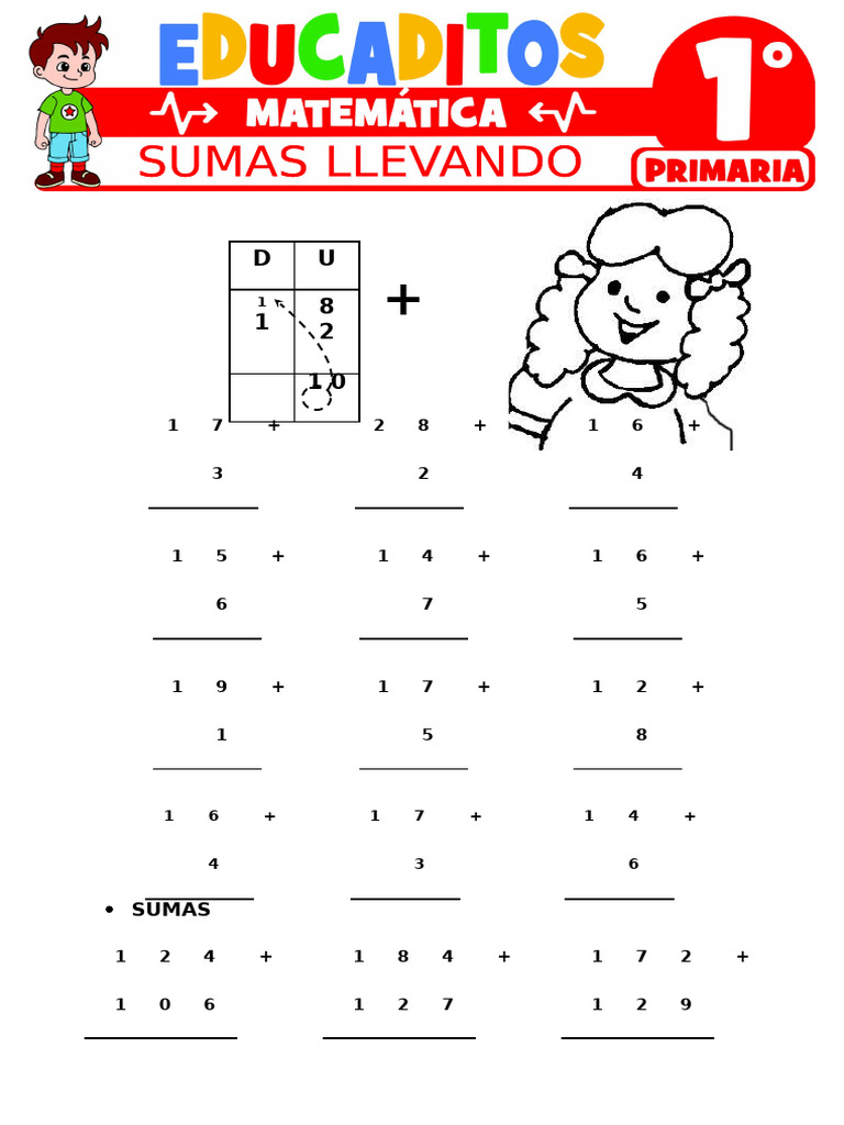 Sumas Llevando para Primer Grado de Primaria | PDF
