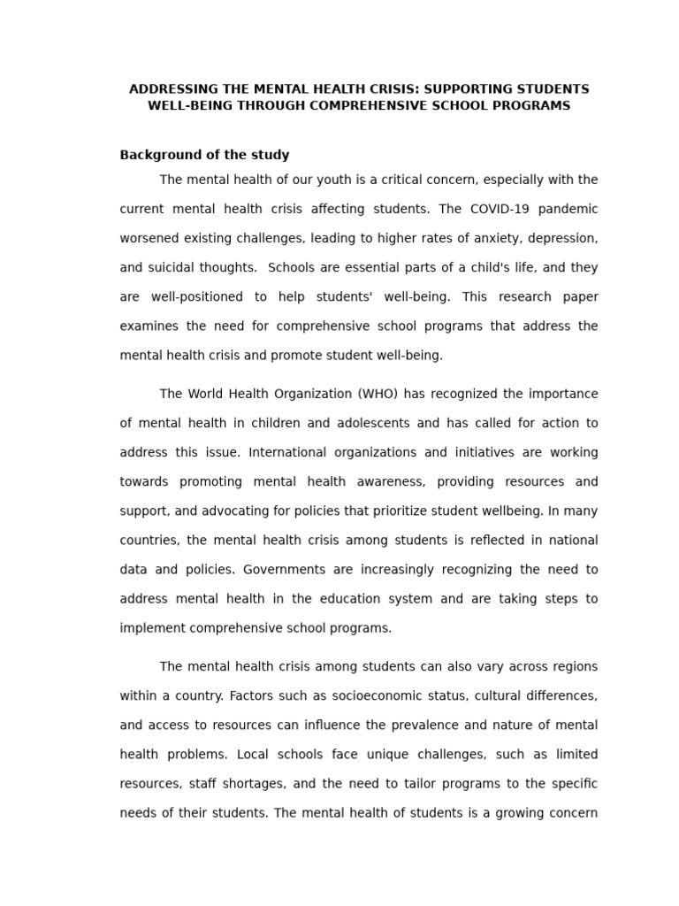 Addressing The Mental Health Crisis | PDF