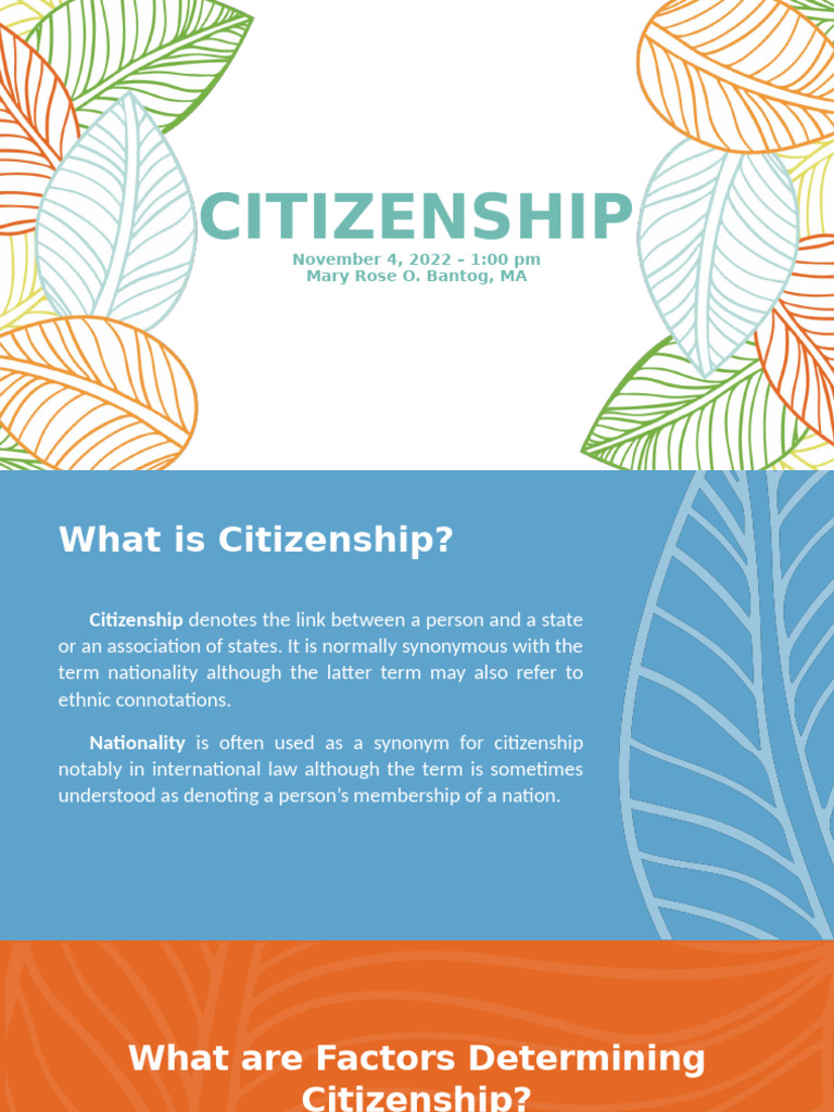 CWTS Lesson 2-4 - Nov. 4, 2022 | PDF | Naturalization | Nationality