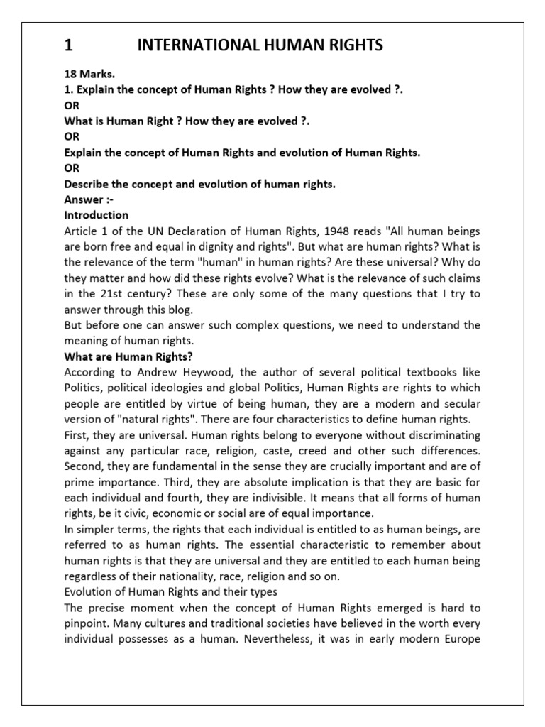 International Human Rights 18 Marks | PDF
