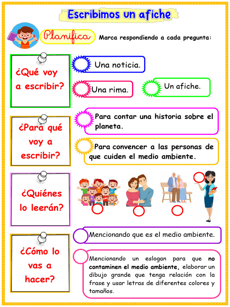 Ficha Escribimos Un Afiche Cuidado Del Medio Ambiente Maestra Janet | PDF