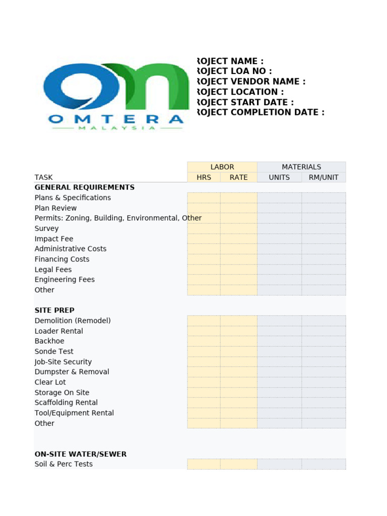 Project Costing Template | PDF