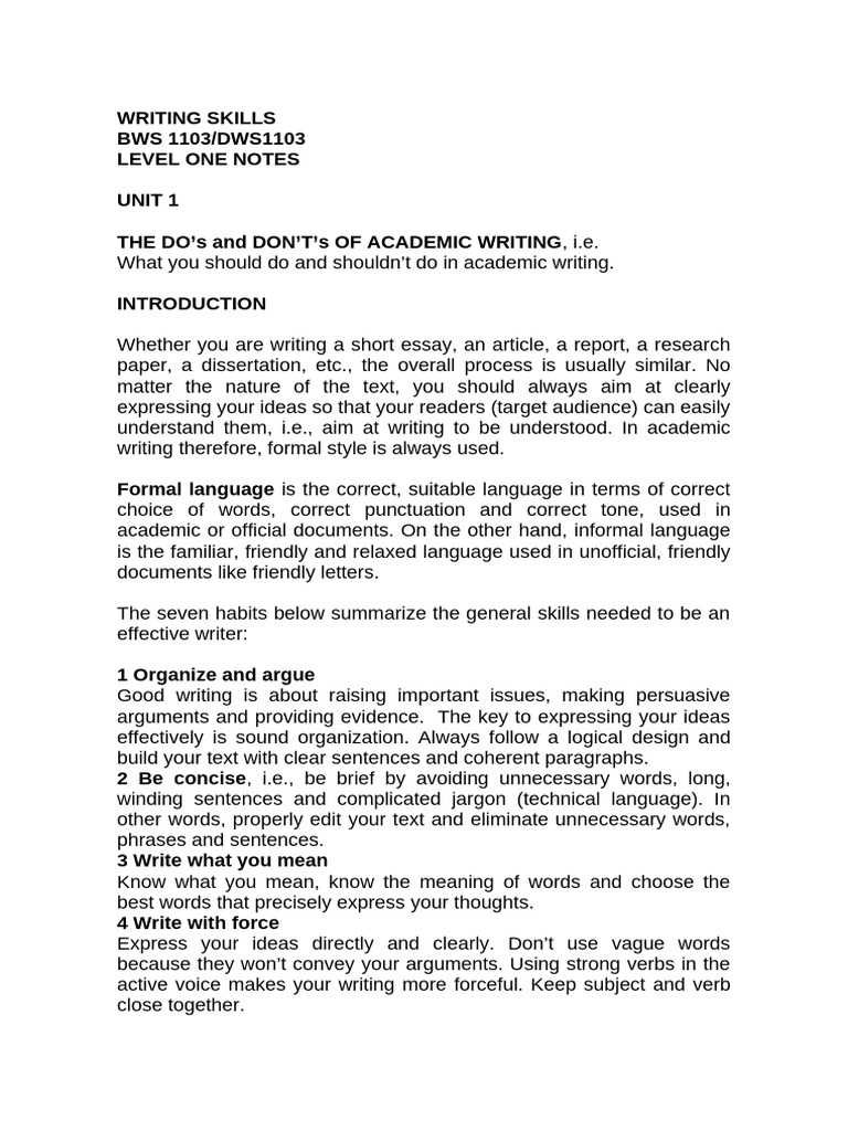 Level One Notes Unit 1 | PDF
