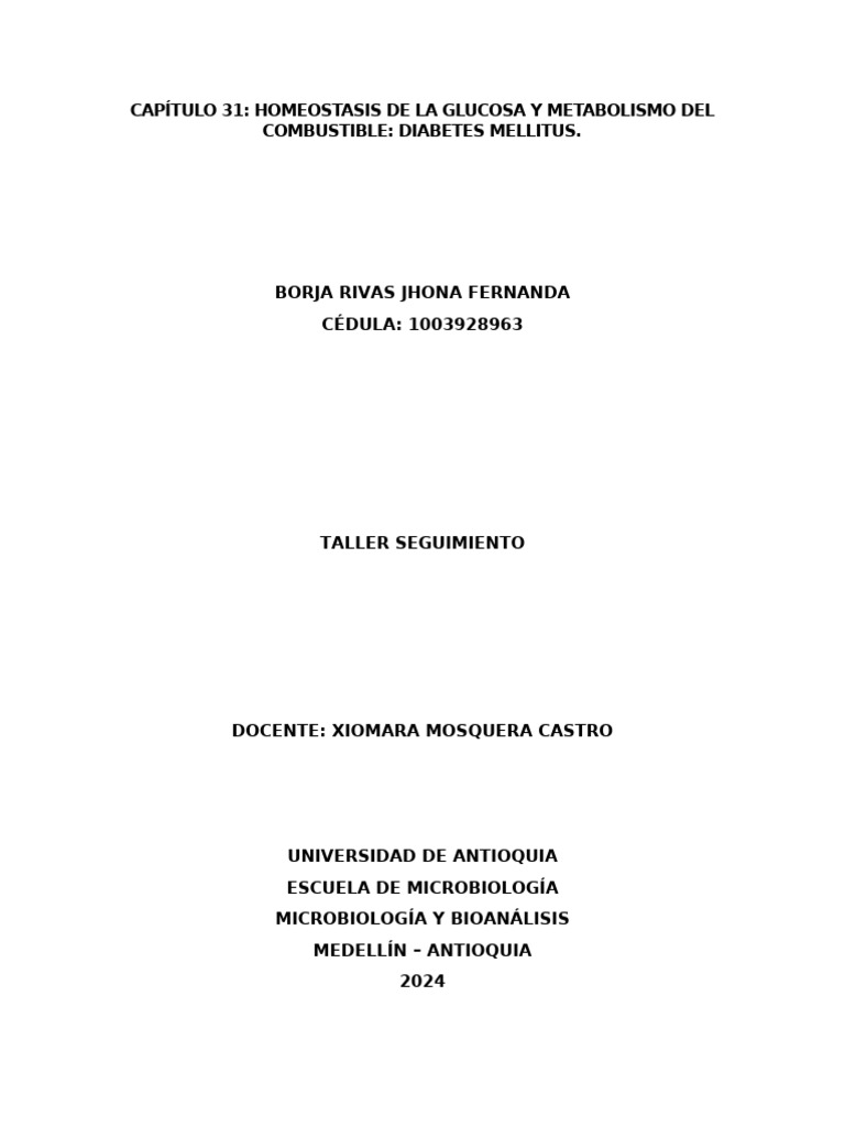 Homeostasis de Glucosa y Diabetes Mellitus | PDF | Insulina ...