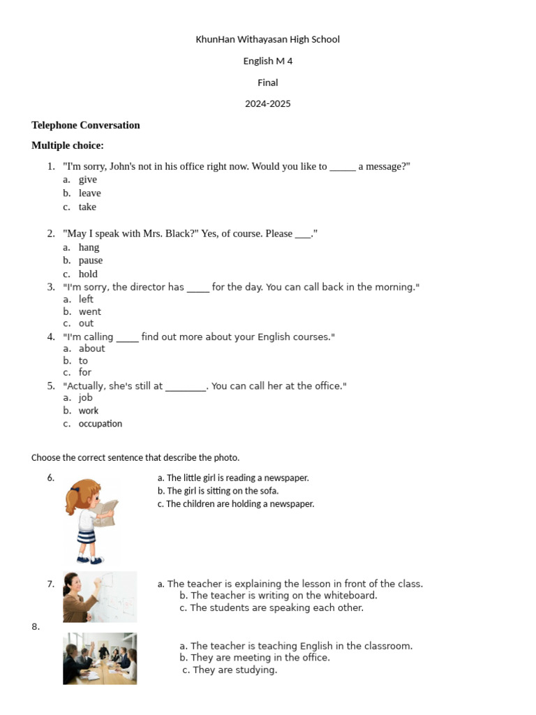 Telephone Conversation Practice Test | PDF | Baggage