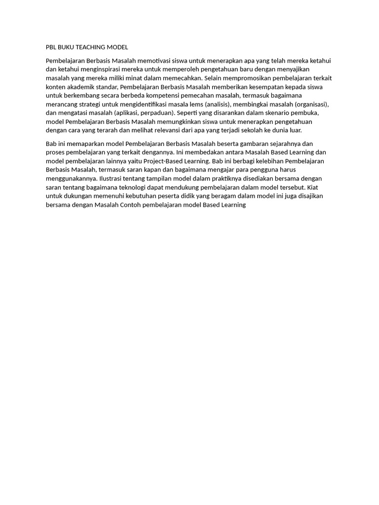 Pbl Buku Teaching Model Pdf