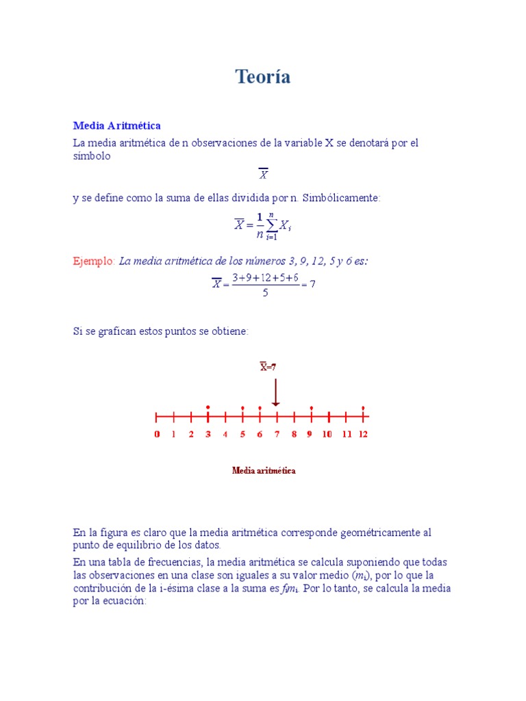 Ejercicios de Media Aritmética | PDF | Mediana | Matemática Elemental