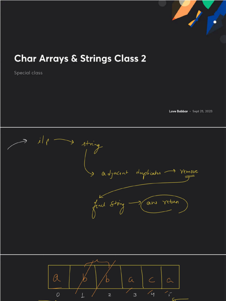 Char Arrays Strings Class 2 With Anno | PDF