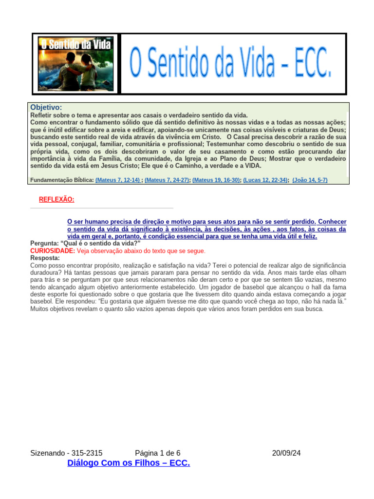 Ecc 05 o Sentido Da Vida | PDF
