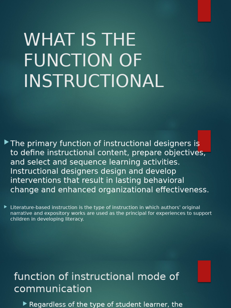 What Is The Function of Instructional | PDF