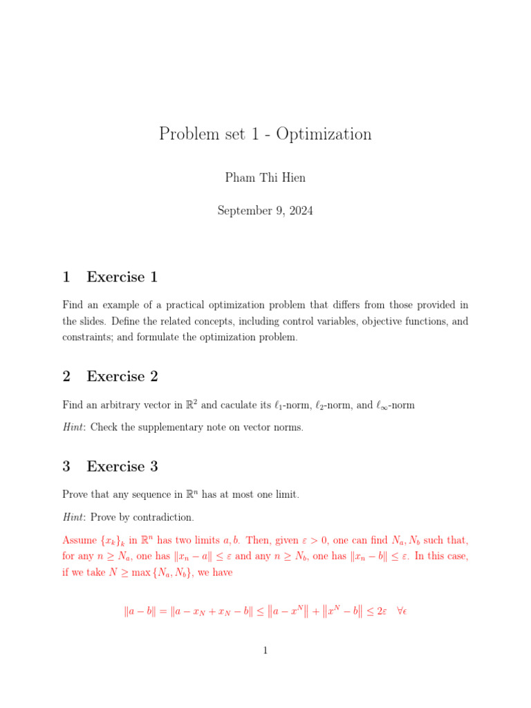 ProblemSet1 Solution | PDF | Mathematical Optimization | Mathematical ...
