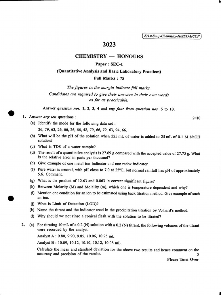 Chemistry Sem 1 2023 | PDF