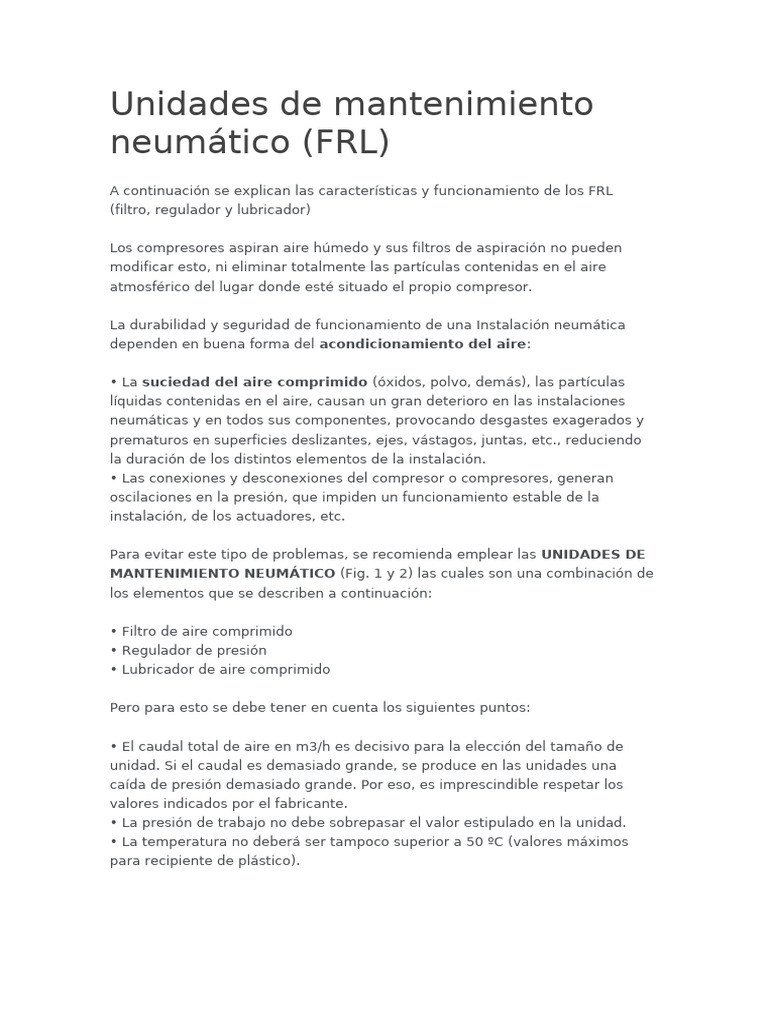 Unidades de Mantenimiento Neumático | PDF